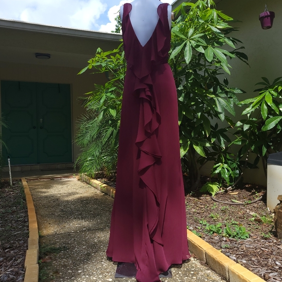 David's Bridal Red Wine Formal Long Gown Size 2 - Picture 8 of 16